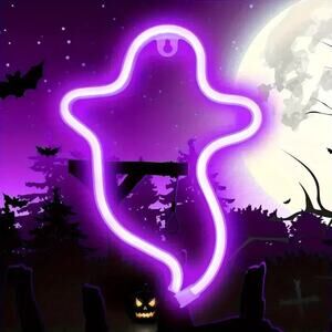 Halloween Ghost Neon Sign, LED Light, USB Or Battery Powered Pink